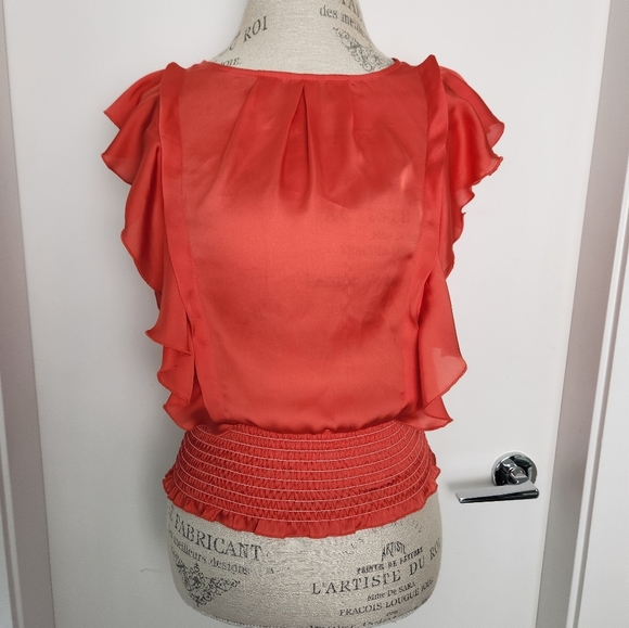 DKNY Red Ruffle Blouse - Picture 1 of 12